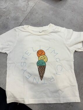 Stella McCartney Kids Cream Tee with Multicolor Ice Cream Graphic